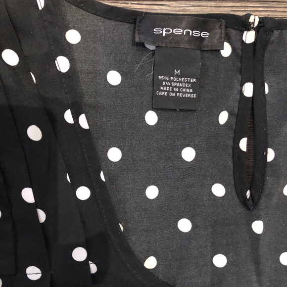 Women’s Spence black polka dot top sz M - Picture 2 of 7